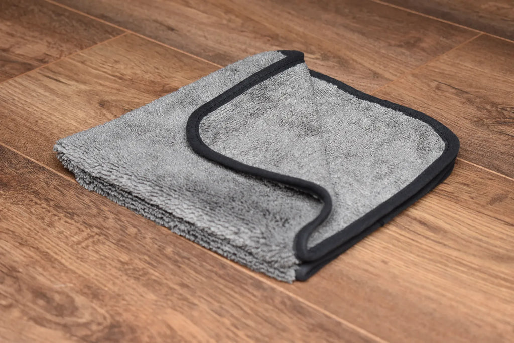 Dual terry - folded color grey -  with dual sides  - microfiber towel