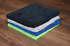 Khemia Plus Dual Terry edgeless 450 GSM dual-pile microfiber towel folded, premium detailing towel