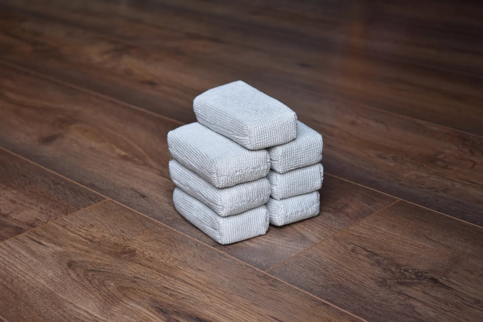 KHEMIA PLUS Pearl Weave microfiber applicator pads stacked - sponge core ceramic coating applicators with closed-loop pearl weave surface