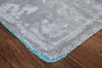KHEMIA PLUS DRY-1100 1100 GSM dual-layer microfiber drying towel folded display - aqua blue side, twist-loop weave for car drying