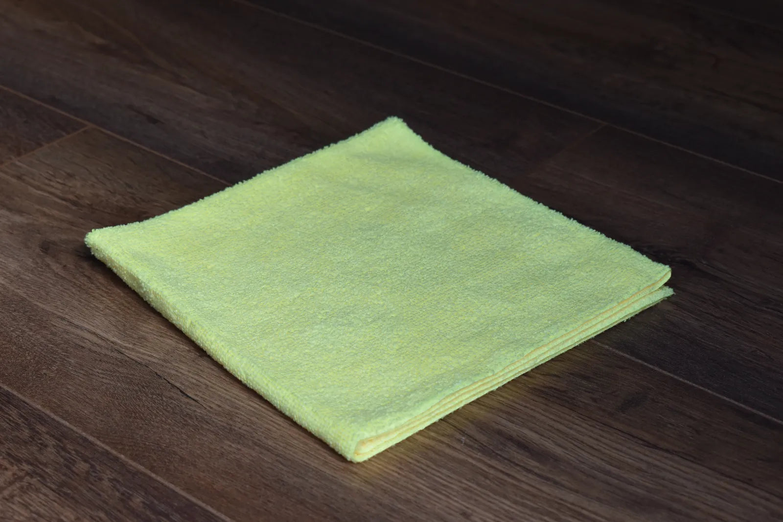 KHEMIA PLUS Light Terry 245 GSM edgeless microfiber towel folded display - color yellow