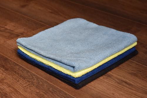KHEMIA PLUS Light Terry edgeless microfiber towels - four color options for general cleaning workflow
