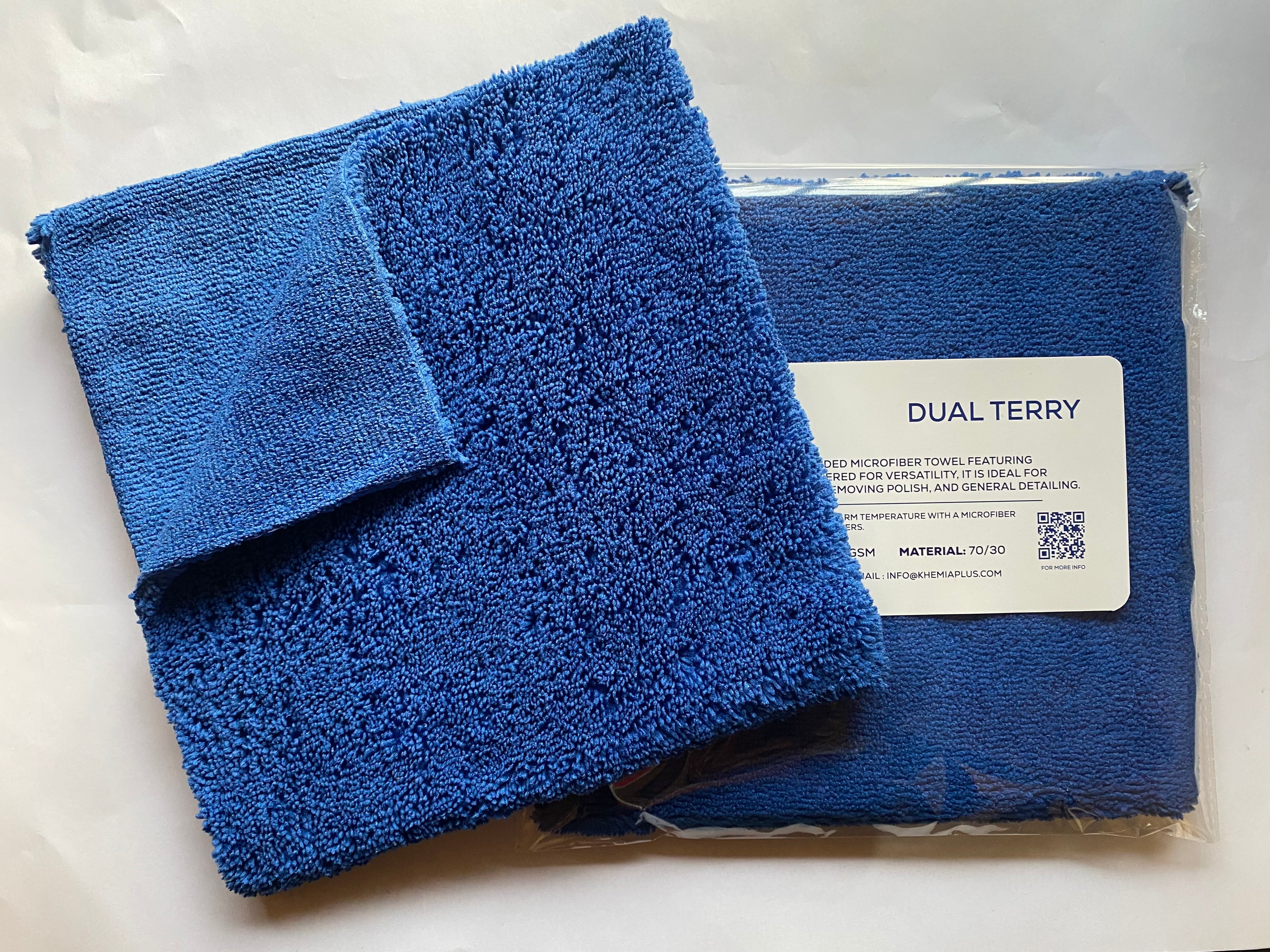 KHEMIA PLUS Dual Terry towel soft terry side close-up - color blue