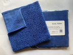 Khemia Plus Dual Terry microfiber towel in Blue— edgeless 450 GSM for coating, polish, and detailing