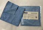 Sky blue PREMIUM-300 microfiber towel packaged with retail label - 300 GSM, 70/30 polyester polyamide blend
