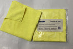 Yellow PREMIUM-300 microfiber towel packaged with retail label - 300 GSM, 70/30 blend, 40x40 cm edgeless terry weave